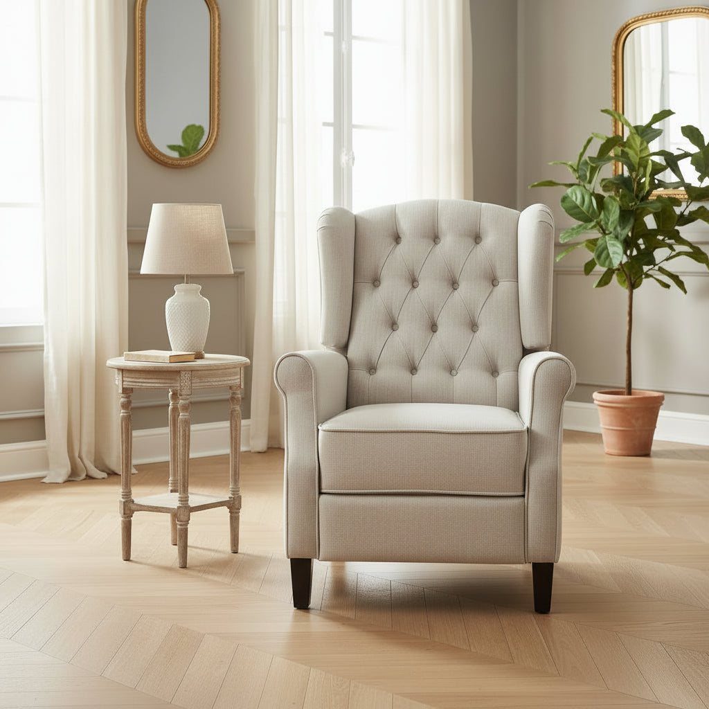 Push Back Recliner with Wingback, Modern and cozy recliner chair