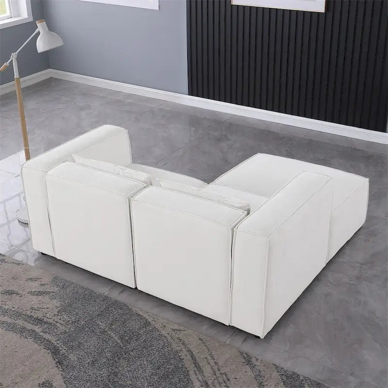 Fabric Sofa with Legs and Ottoman