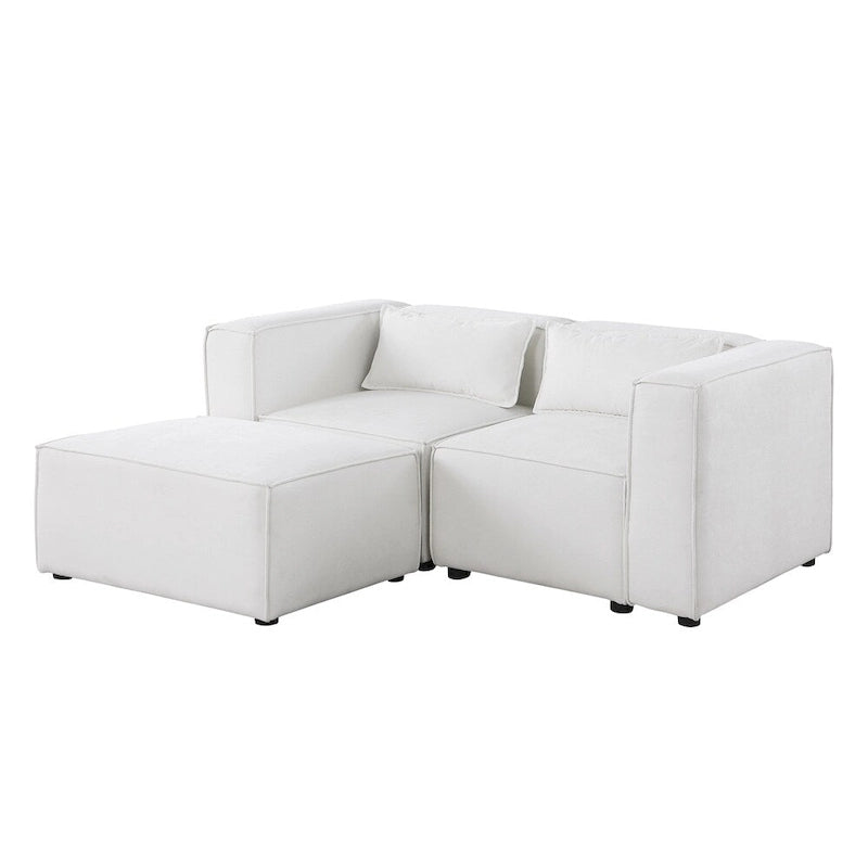 Fabric Sofa with Legs and Ottoman