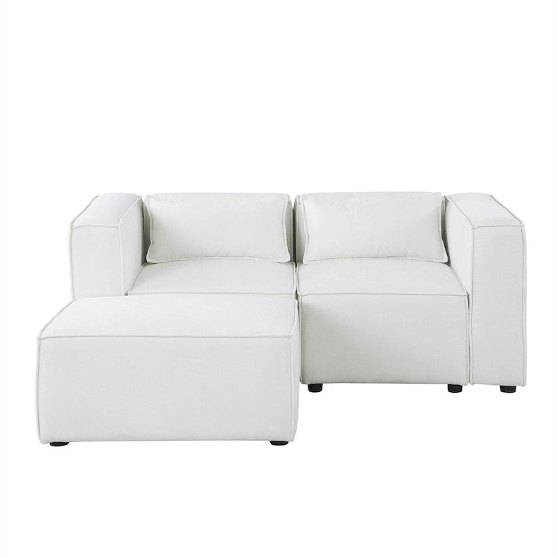 Fabric Sofa with Legs and Ottoman