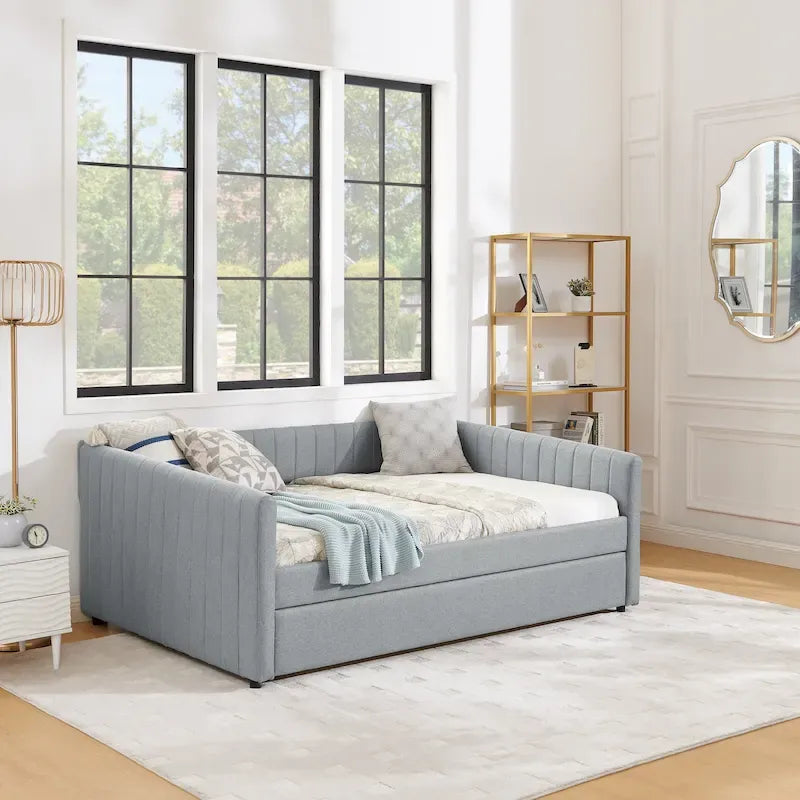 Trundle Upholstered Sofa Bed