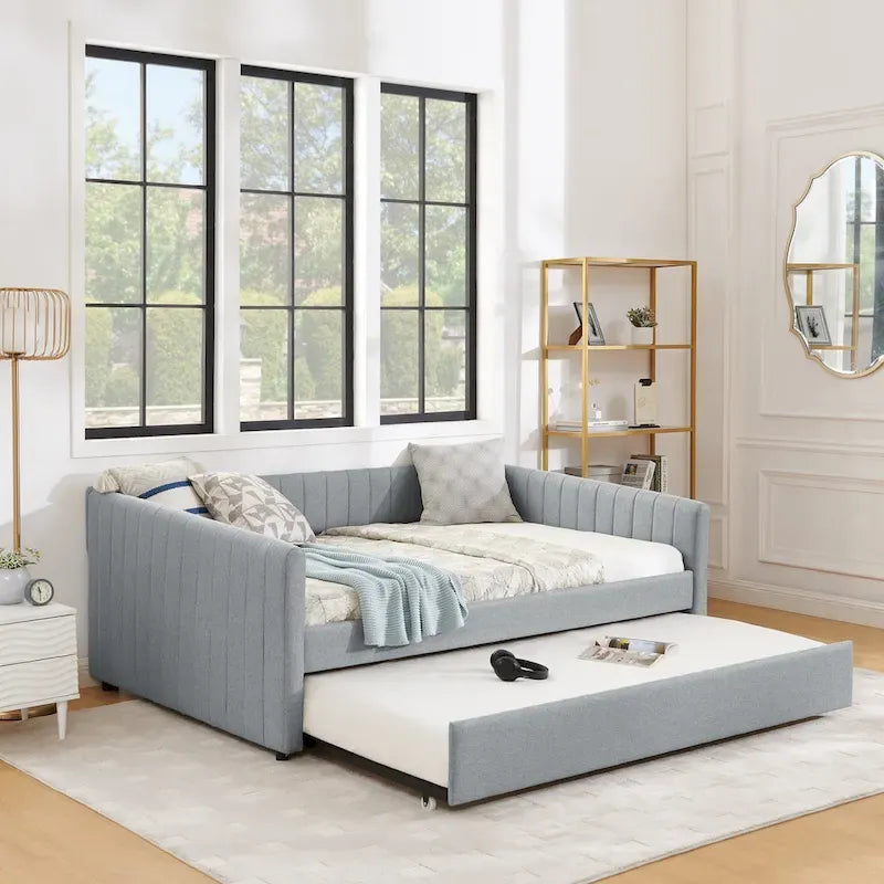 Trundle Upholstered Sofa Bed