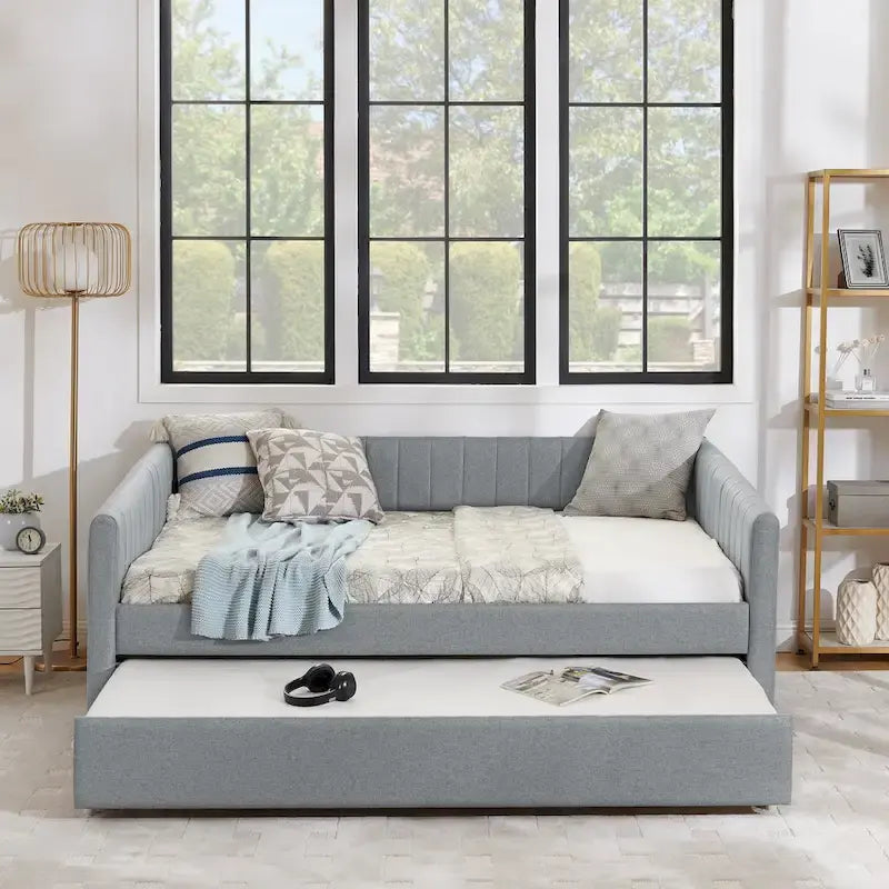 Trundle Upholstered Sofa Bed