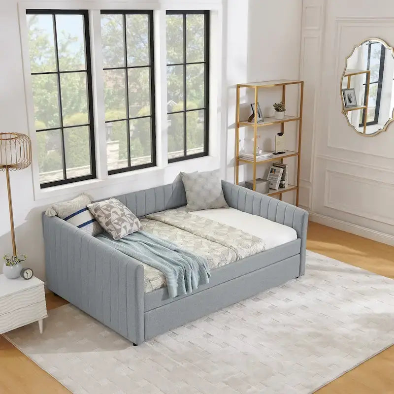 Trundle Upholstered Sofa Bed