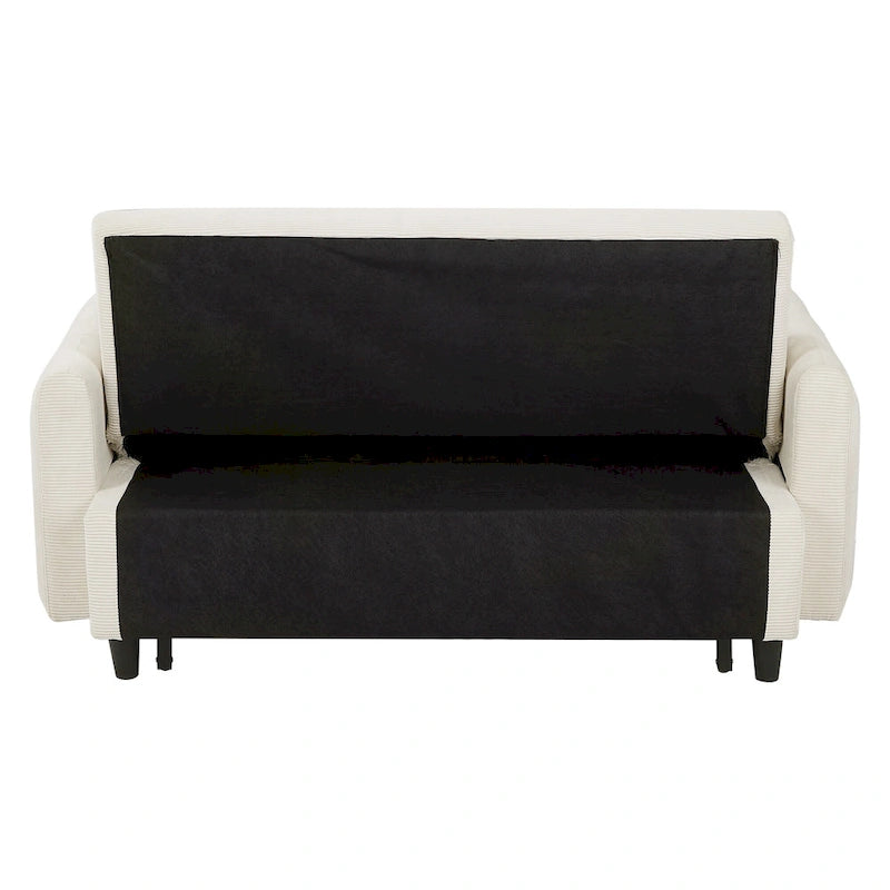 Pull-Out Sofa Bed Convertible 2-Seat Loveseat with Throw Pillows and USB Ports, Modern Sleeper Sofa, Beige