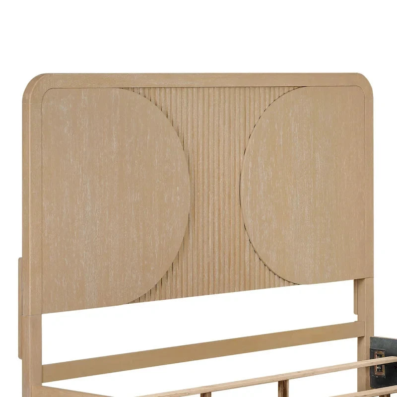 Modern Rustic Solid Wood Fluting Panel Bed