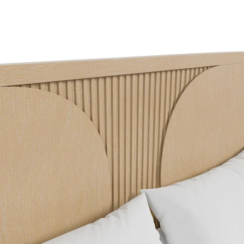 Modern Rustic Solid Wood Fluting Panel Bed
