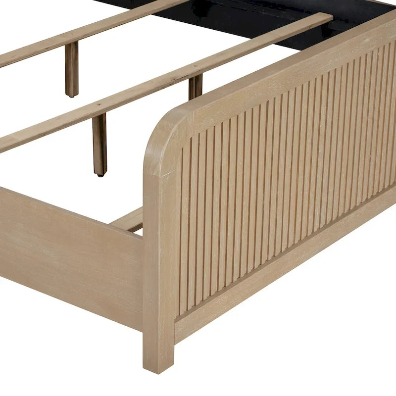 Modern Rustic Solid Wood Fluting Panel Bed