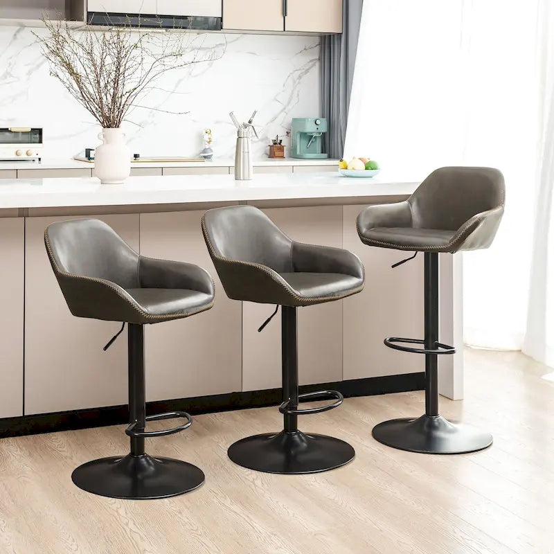 Glitzhome Lot de 3 tabourets de bar pivotants réglables de style moderne du milieu du siècle - Lot de 3