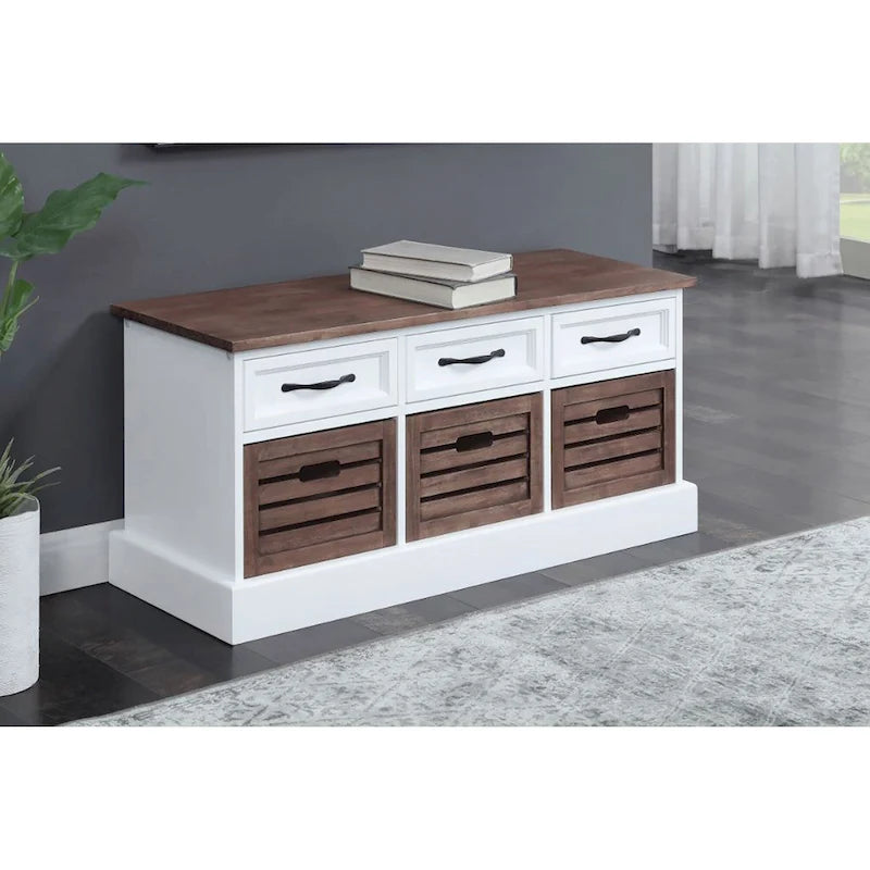 Traditional Wood Cabinet with Baskets