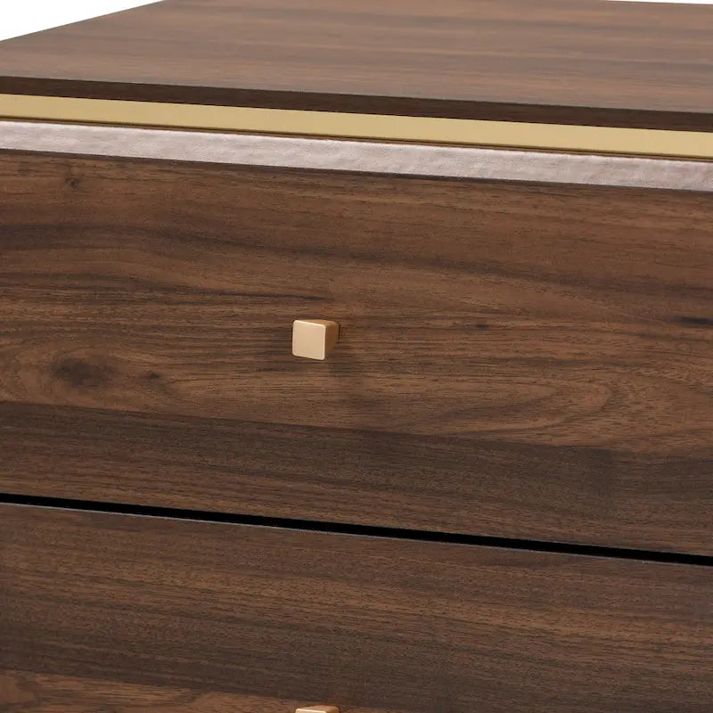 Transitional Wood/ Metal 2-Drawer Nightstand-Walnut/ Dark Brown
