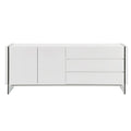 buffet-server in high gloss white lacquer with clear glass.
