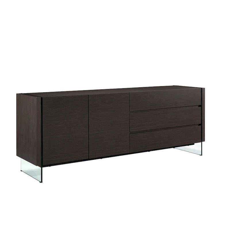 buffet-server in high gloss white lacquer with clear glass.