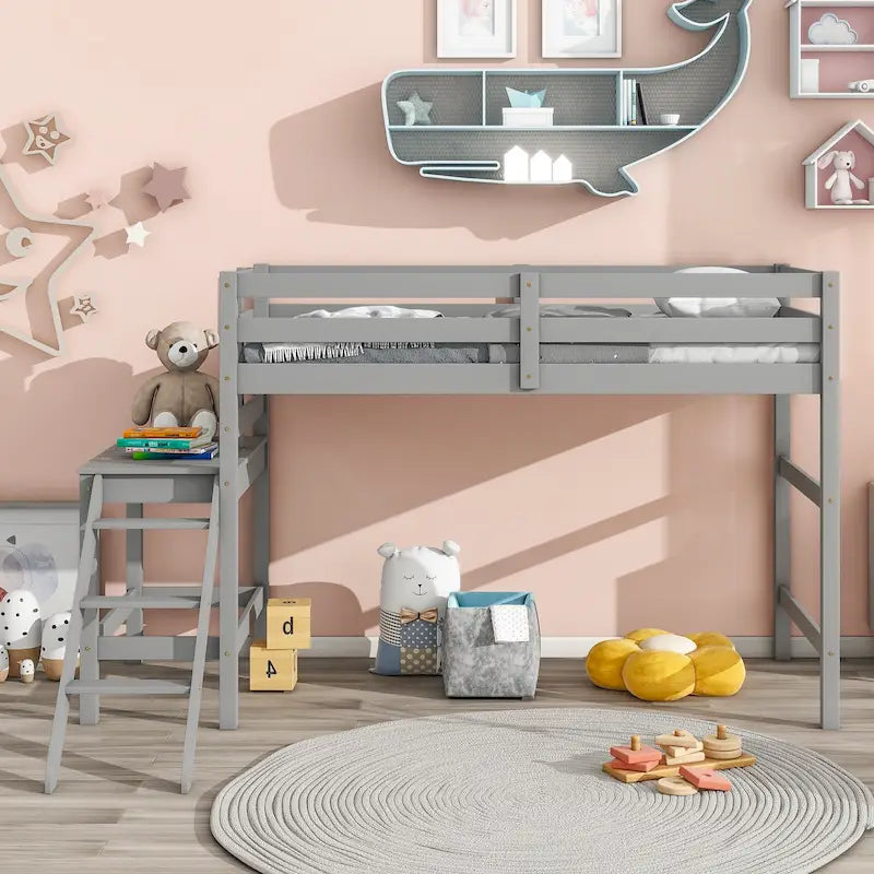 Loft Bed with Platform,ladder