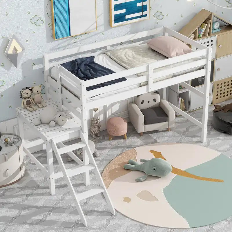 Loft Bed with Platform,ladder