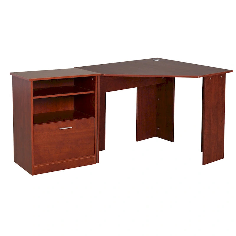 Computer Desk with Printer Cabinet, L-Shaped Corner Desk with Storage, Study PC Workstation for Home Office