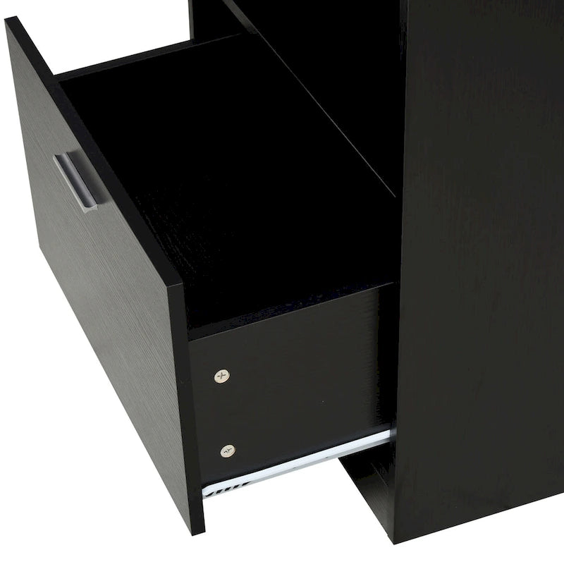 Computer Desk with Printer Cabinet, L-Shaped Corner Desk with Storage, Study PC Workstation for Home Office