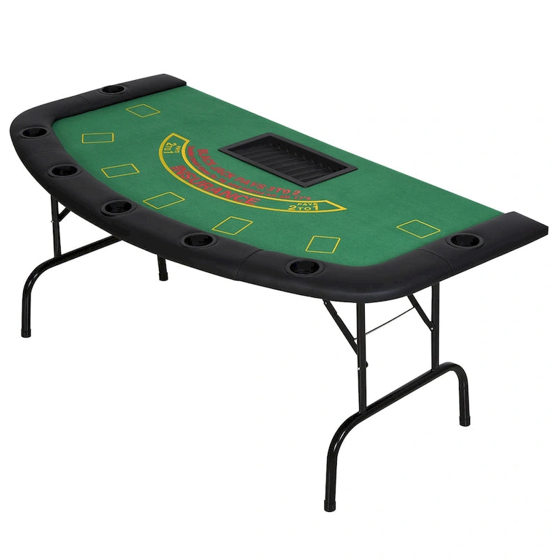 72 7 Player Foldable Half Poker Table - Blue/Black