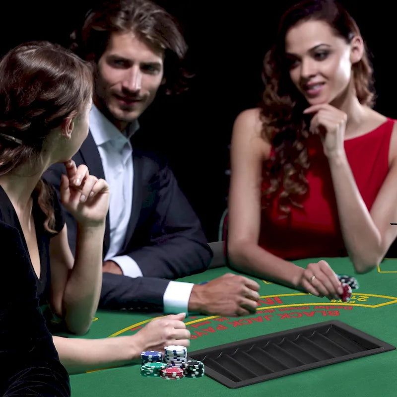 72 7 Player Foldable Half Poker Table - Blue/Black