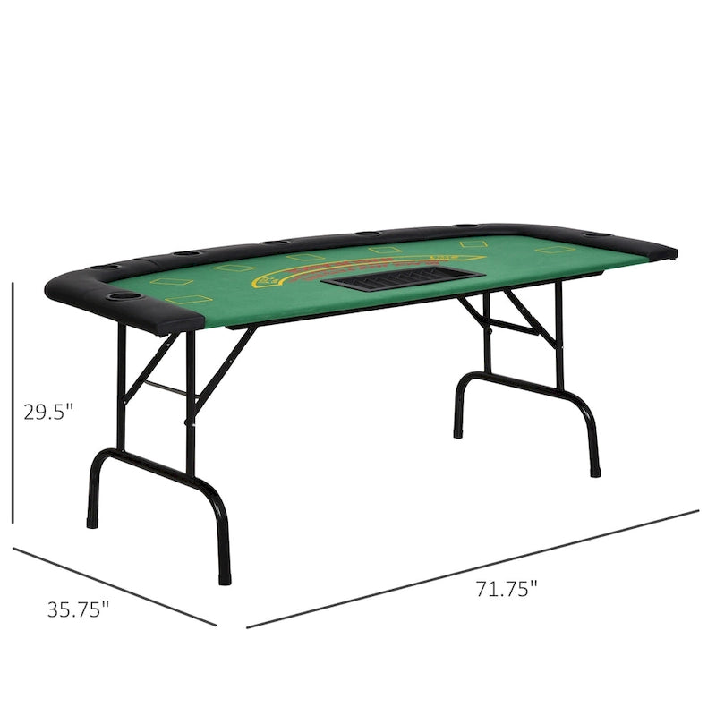 72 7 Player Foldable Half Poker Table - Blue/Black