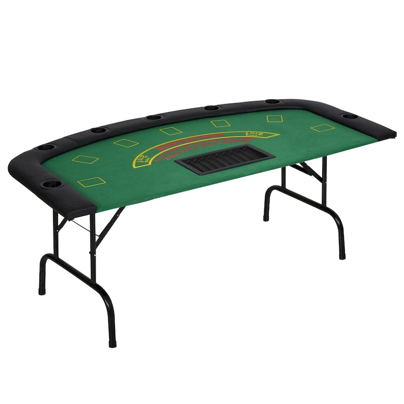 72 7 Player Foldable Half Poker Table - Blue/Black