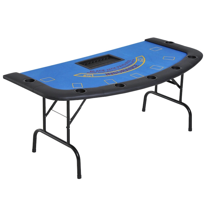 72 7 Player Foldable Half Poker Table - Blue/Black