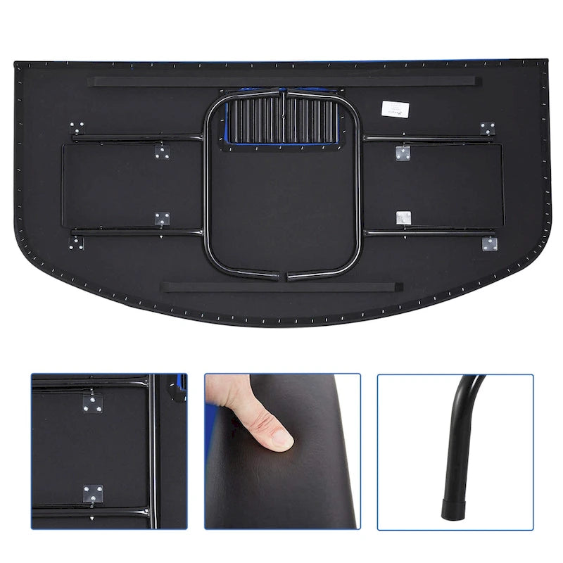 72 7 Player Foldable Half Poker Table - Blue/Black