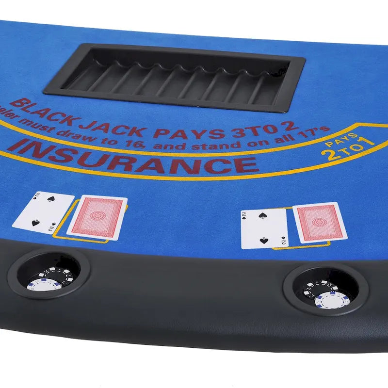 72 7 Player Foldable Half Poker Table - Blue/Black
