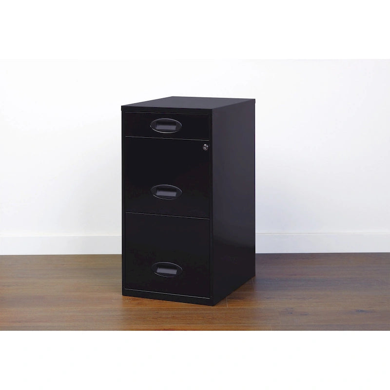 18in. Deep 3 Drawer Metal Organizer File Cabinet with Pencil Drawer, Black