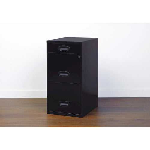 Space Solutions 18in. Deep 3 Drawer Metal Organizer File Cabinet with Pencil Drawer, Black