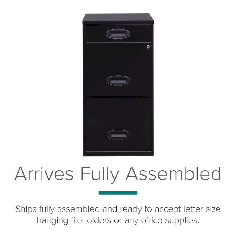 18in. Deep 3 Drawer Metal Organizer File Cabinet with Pencil Drawer, Black