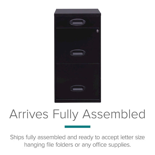 18in. Deep 3 Drawer Metal Organizer File Cabinet with Pencil Drawer, Black