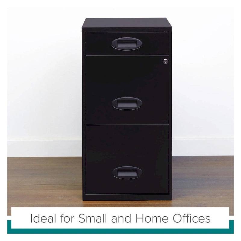 18in. Deep 3 Drawer Metal Organizer File Cabinet with Pencil Drawer, Black