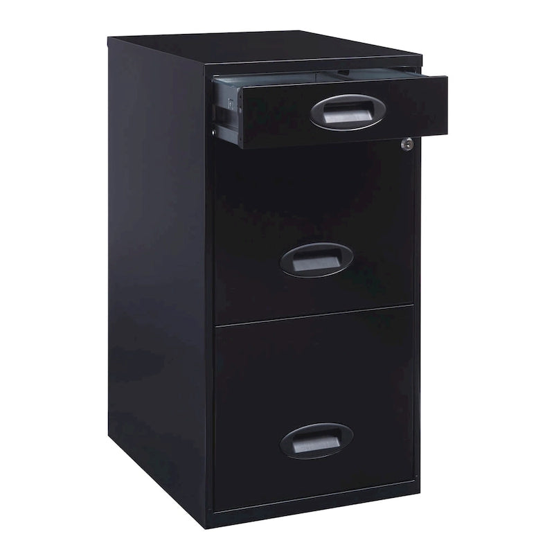 18in. Deep 3 Drawer Metal Organizer File Cabinet with Pencil Drawer, Black
