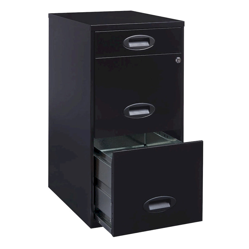 18in. Deep 3 Drawer Metal Organizer File Cabinet with Pencil Drawer, Black