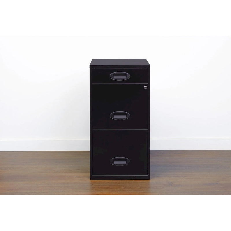 18in. Deep 3 Drawer Metal Organizer File Cabinet with Pencil Drawer, Black