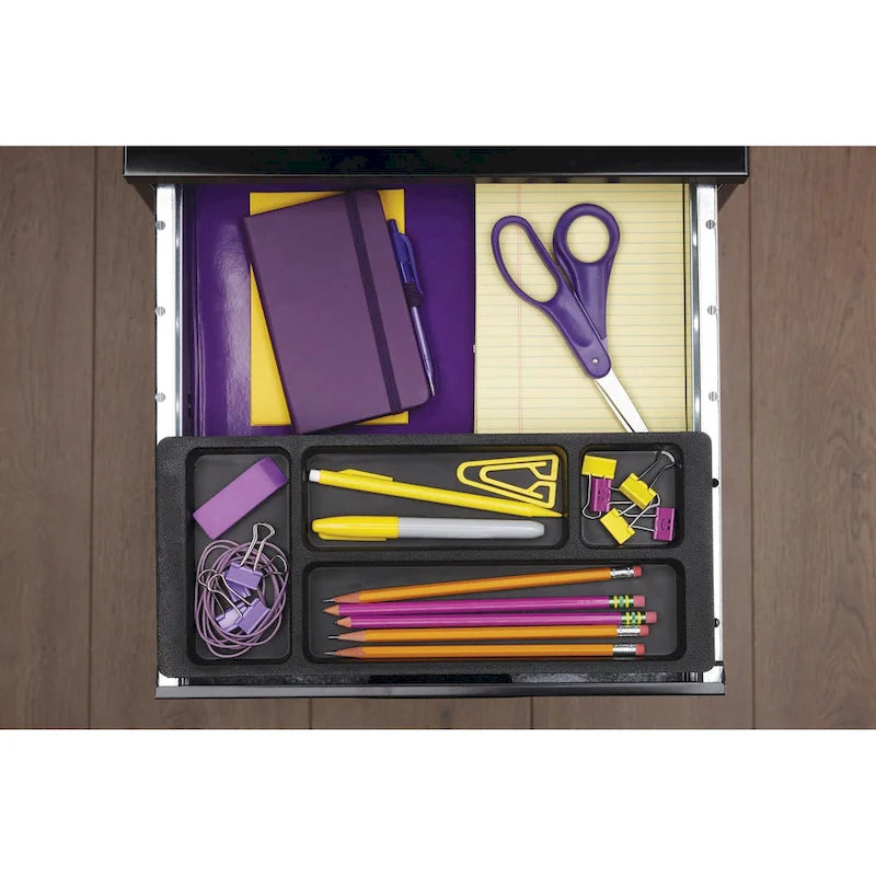 18in. Deep 3 Drawer Metal Organizer File Cabinet with Pencil Drawer, Black
