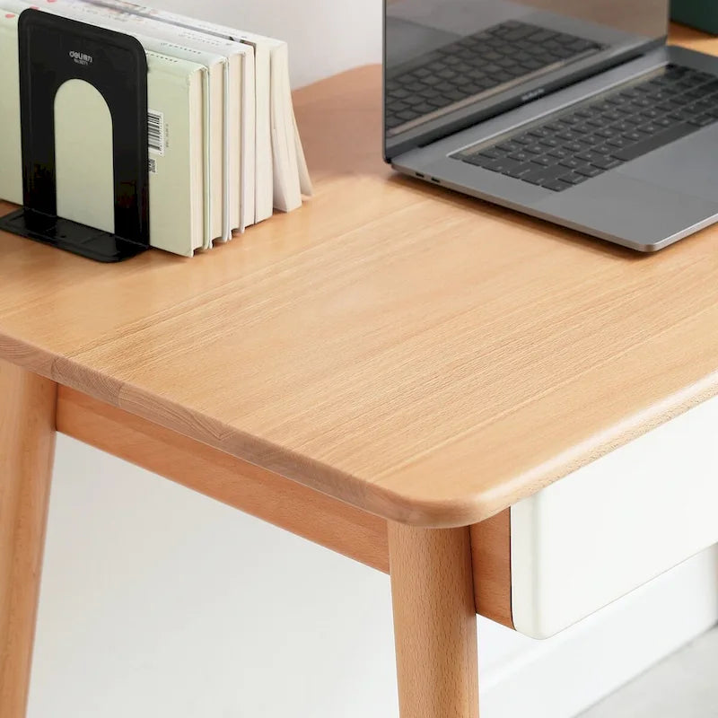 47 Solid Wood Computer Desk with 2 Drawers for Home Office