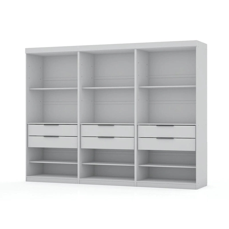 Open 3 Sectional Modem Wardrobe Closet with 6 Drawers