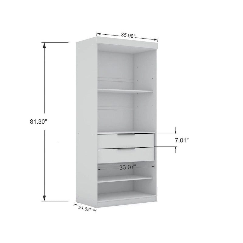 Open 3 Sectional Modem Wardrobe Closet with 6 Drawers