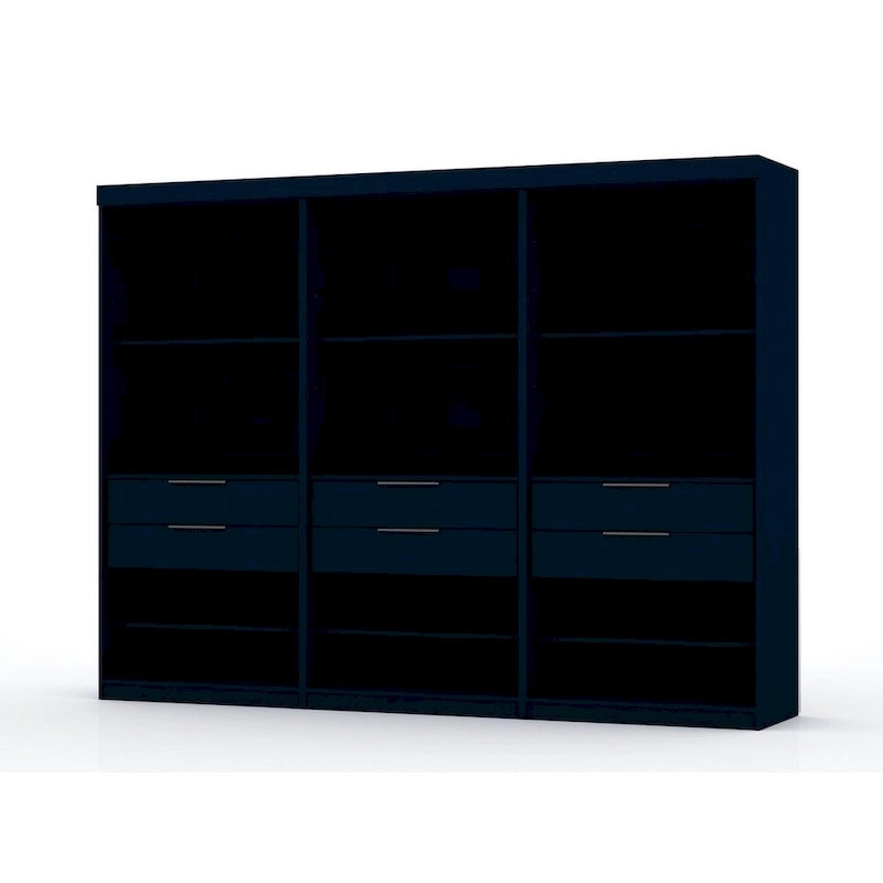 Open 3 Sectional Modem Wardrobe Closet with 6 Drawers