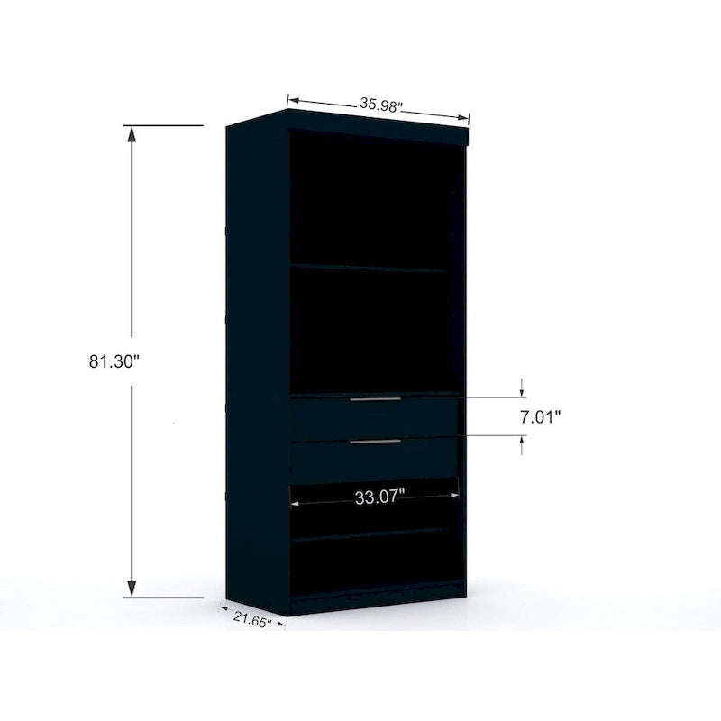 Open 3 Sectional Modem Wardrobe Closet with 6 Drawers