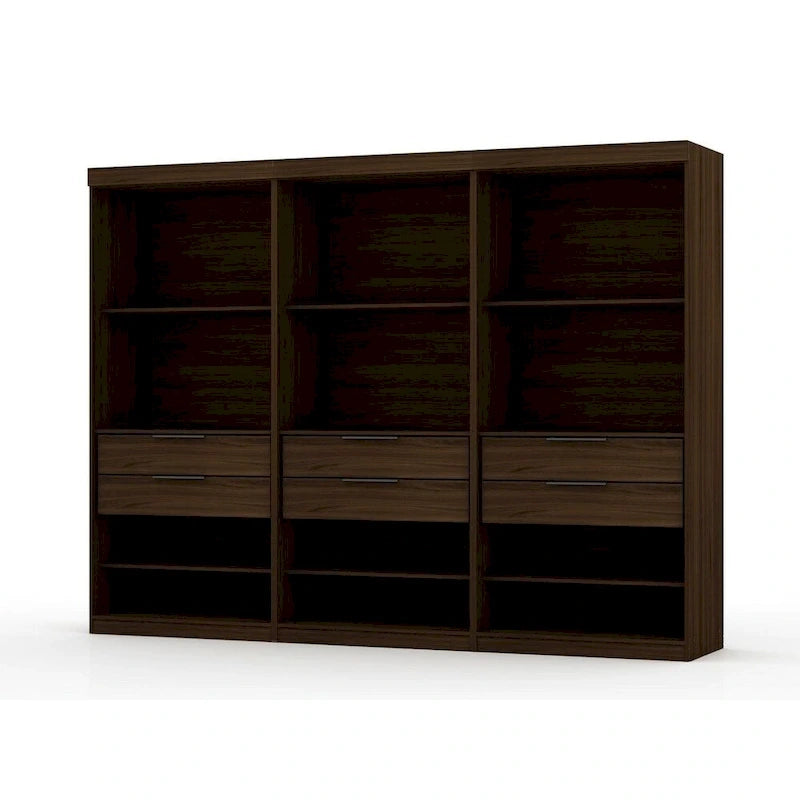 Open 3 Sectional Modem Wardrobe Closet with 6 Drawers