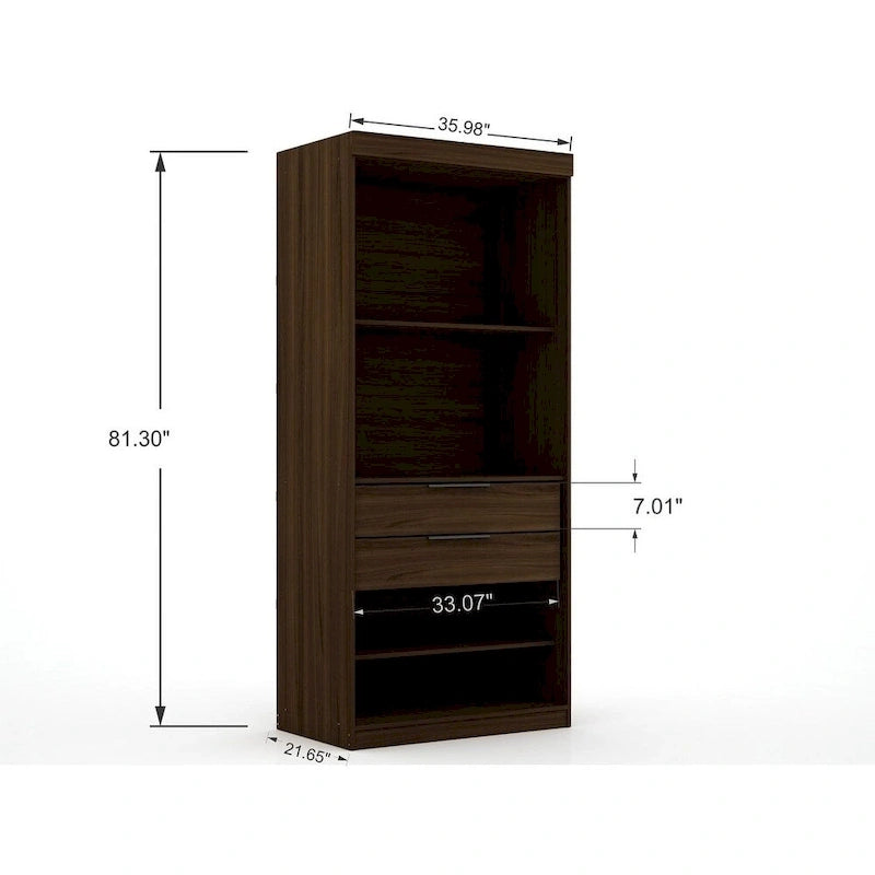 Open 3 Sectional Modem Wardrobe Closet with 6 Drawers