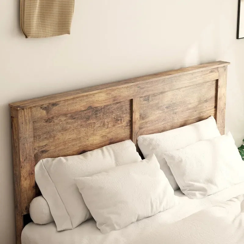 Dark Brown Full Size Wood Platform Bed Fro Bedroom
