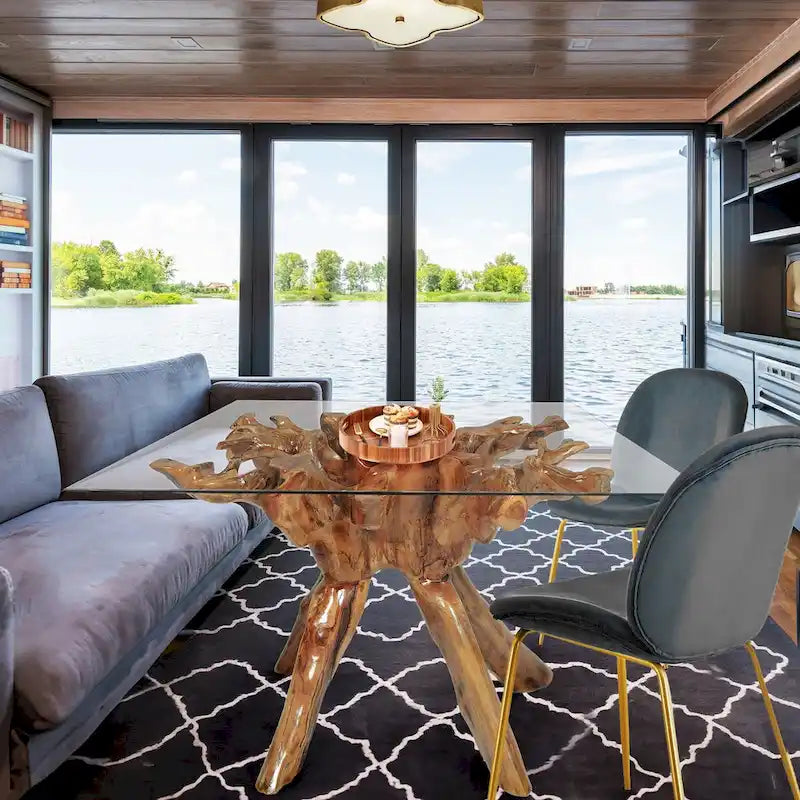 Teak root dining table