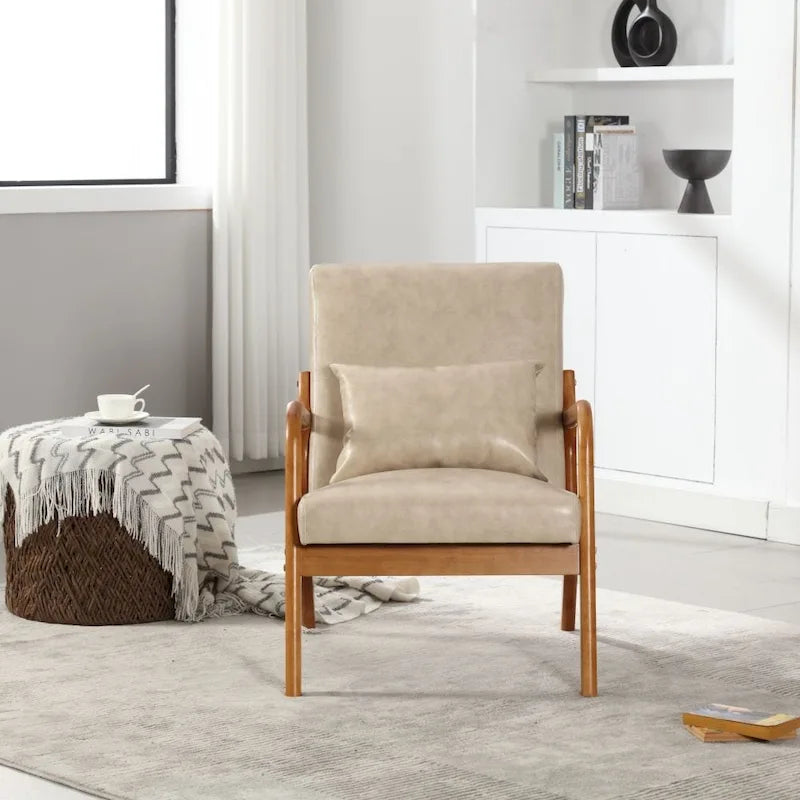 Modern PU Leather Accent Chair with One Pillow