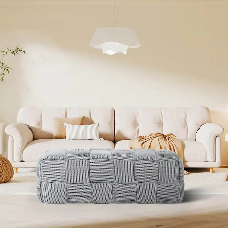 Modern 3D Breathable Fabric Large Ottoman Bench