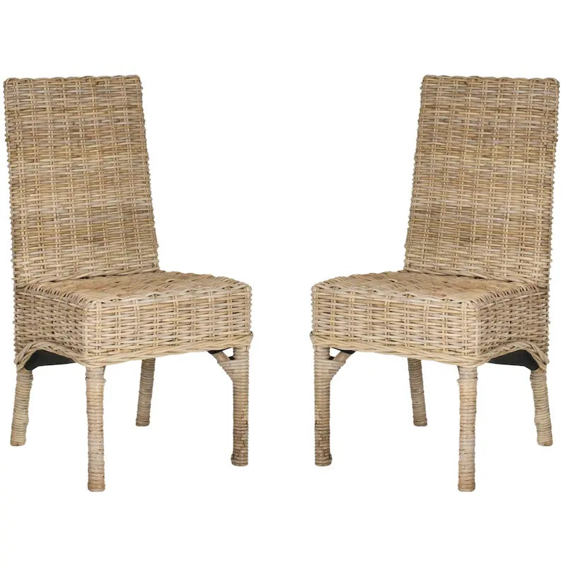 SAFAVIEH Karyl Chaise de salle à manger en osier naturel inachevé (lot de 2) - 18,5 x 18,5 x 38,1 - 19Lx19Px38H